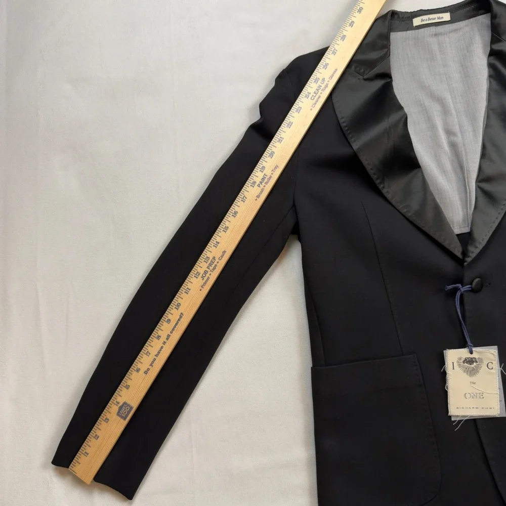Richard Choi The One Mens Black Tuxedo Blazer Satin Peak Lapel Jacket 38 US‎